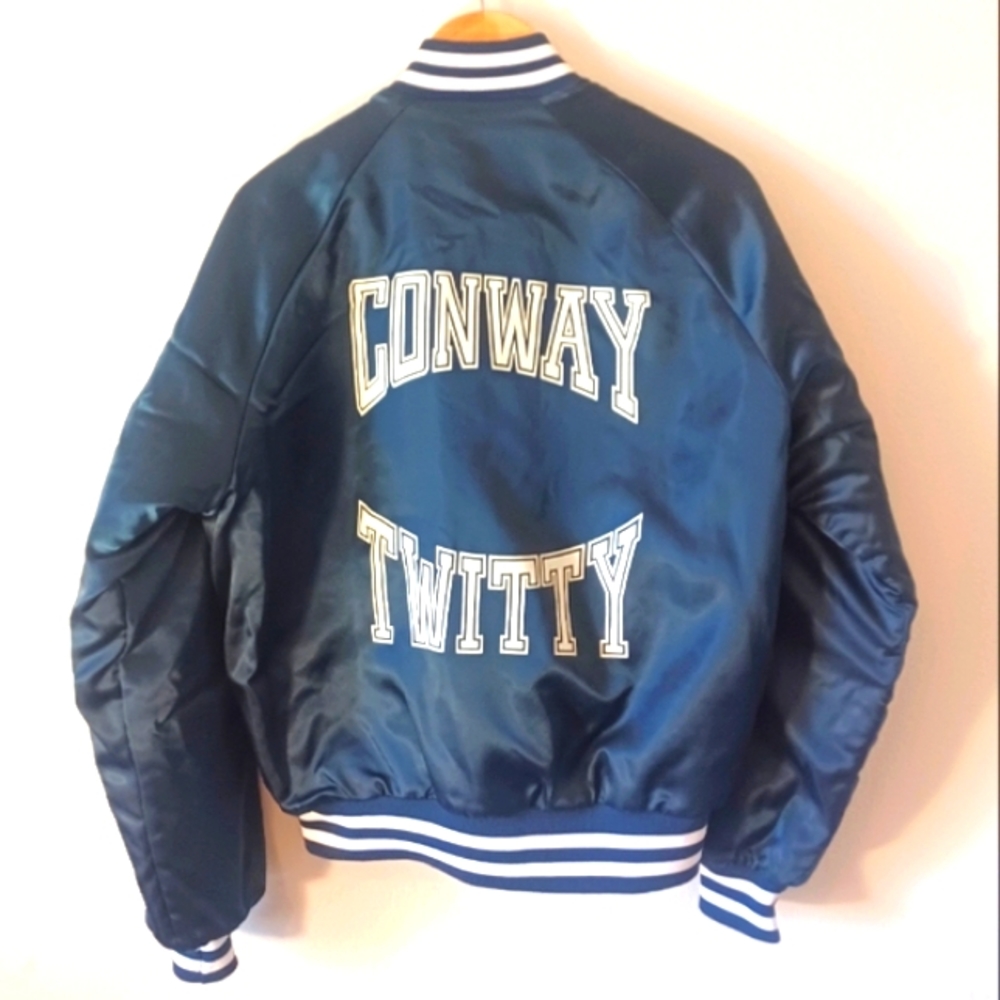 80s Vintage Conway Twitty Chalk Line Satin Bomber Jacket